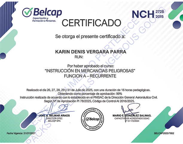 Certificación Packs and Labels