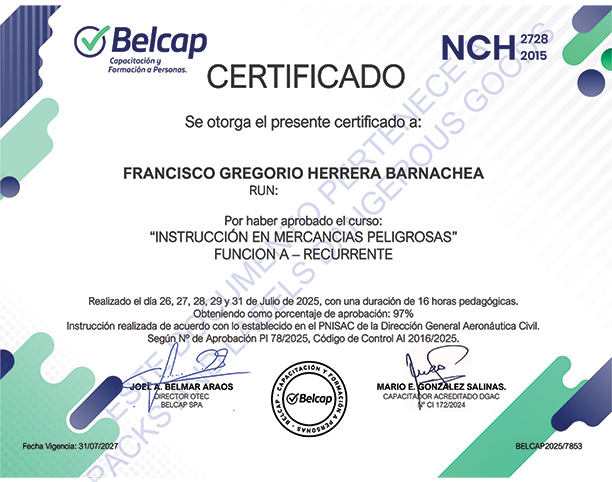 Certificación Packs and Labels